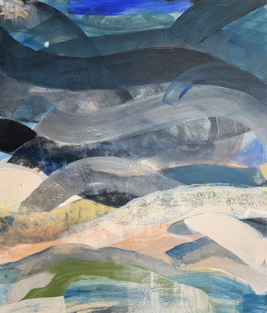 'Hinterland- Morning Fog', 2023, acrylic and oil on canvas, 109 x 94.5cm