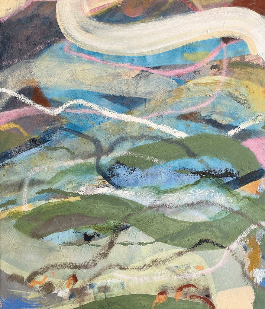 'Hinterland- The Westerly', 2023, acrylic and oil on canvas, 74 x 64cm