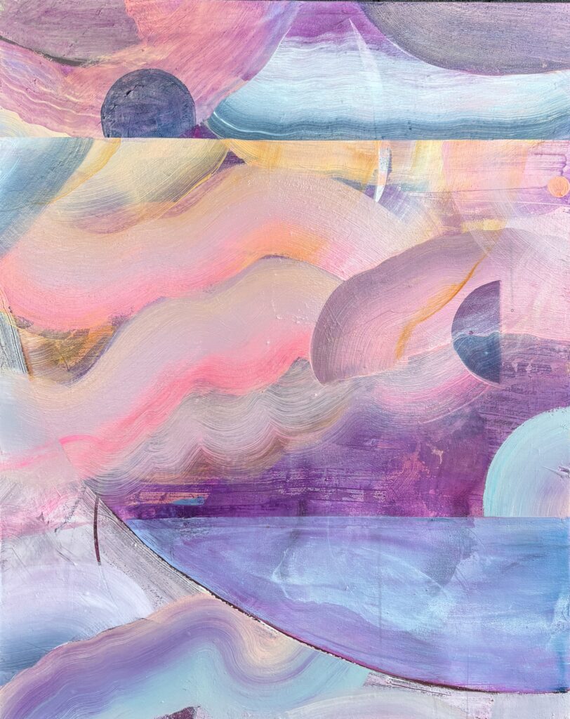 'Many Moons- Electric', 2025, Acrylic & ink on canvas, 100 x 80cm