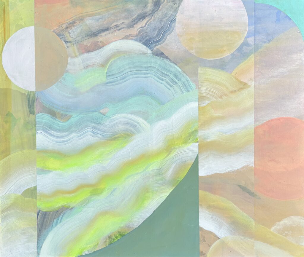 'Many Moons- Coastal', 2025 acrylic & ink on canvas, 114 x 134cm