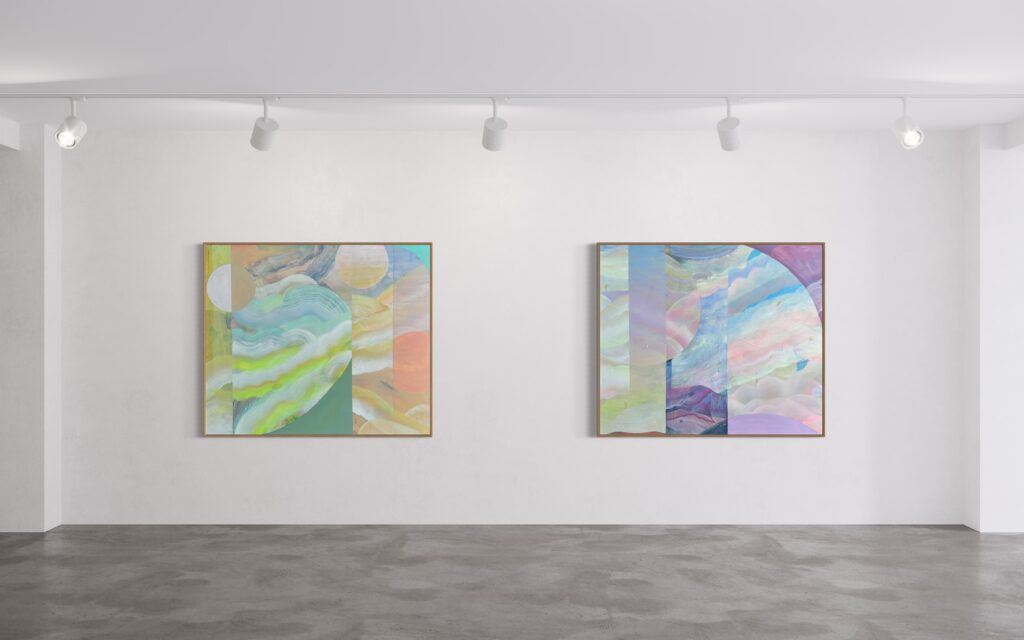 'Many Moons Coastal & Reverie', 2025 acrylic & ink on canvas, 114 x 134cm