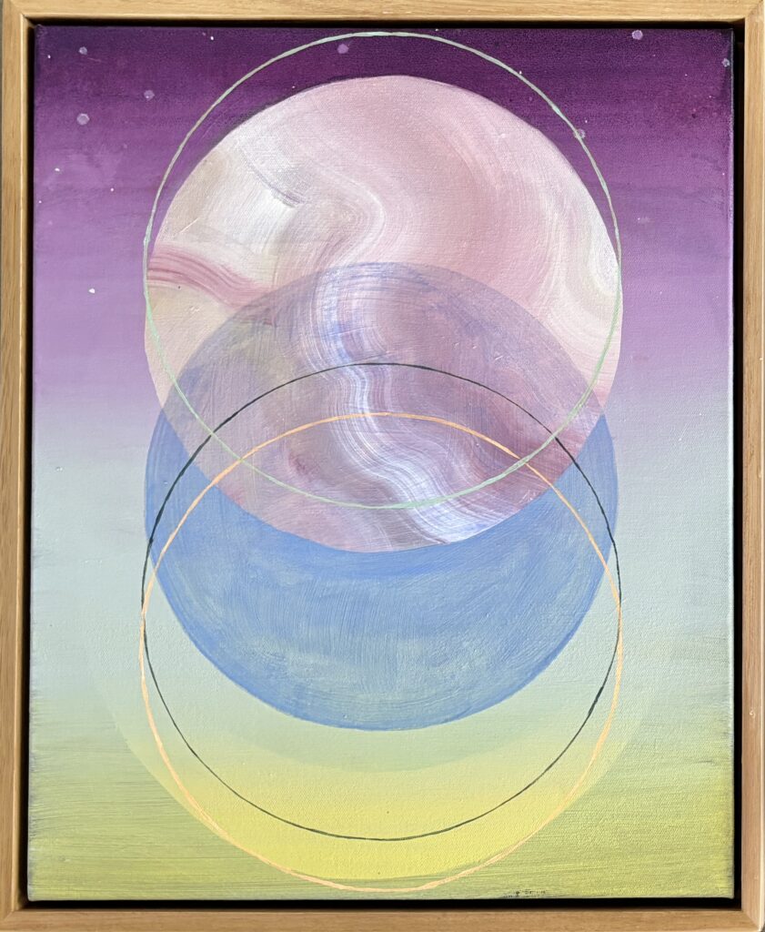 'Many Moons- Skyward', 2025 acrylic & ink on canvas, 54 x 44cm