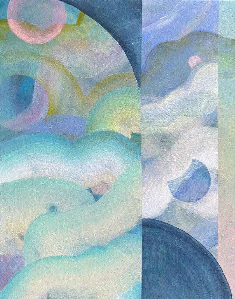 'Many Moons- Night Walk', 2025 acrylic & ink on canvas, 100 x 80cm