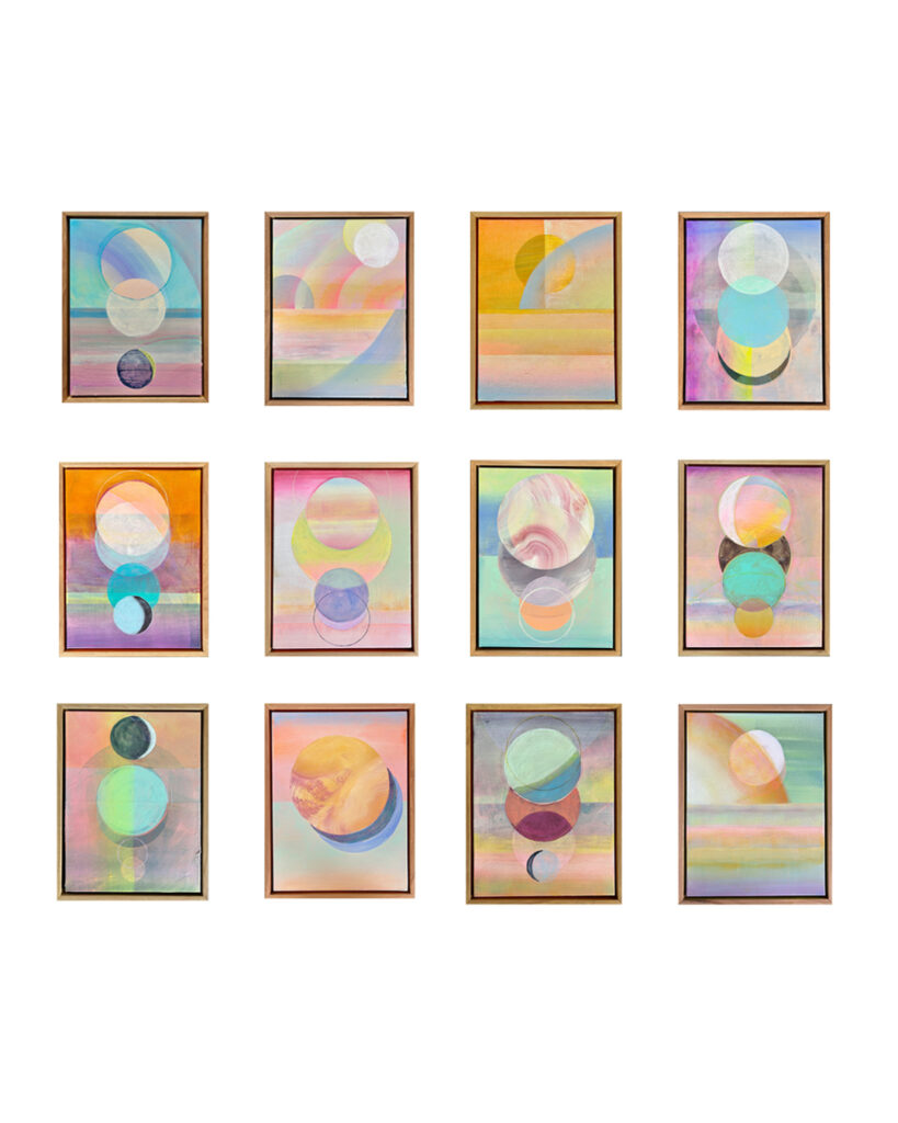 'Many Moons Nights No.1-12' (first phase), 2025 acrylic & ink on canvas, each 44 x 34cm