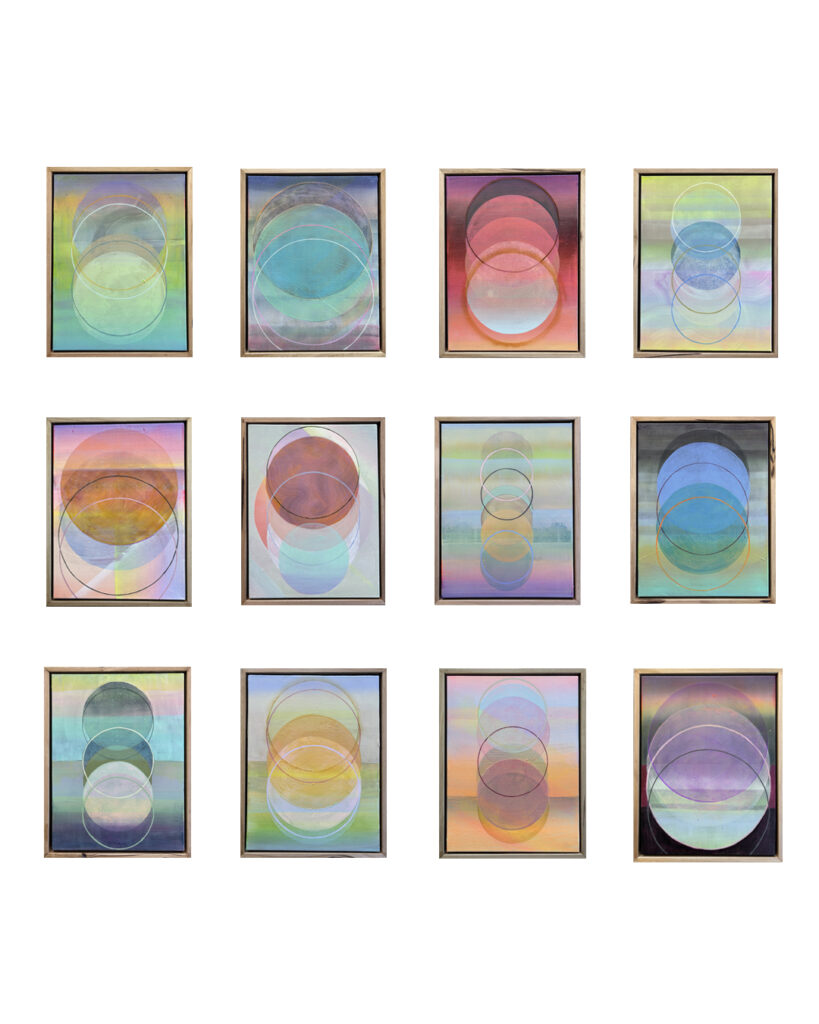 'Many Moons Nights No.13-24' (second phase), 2025 acrylic & ink on canvas, each 44 x 34cm